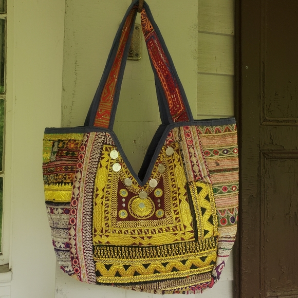 Handbags - 🌈 Artisan Banjara Boho Hippie Embroidered bag Handmade Patchwork Repurposed